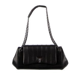 Chanel Vertical Quilt Leather Shoulder Bag Black Very Good Condition